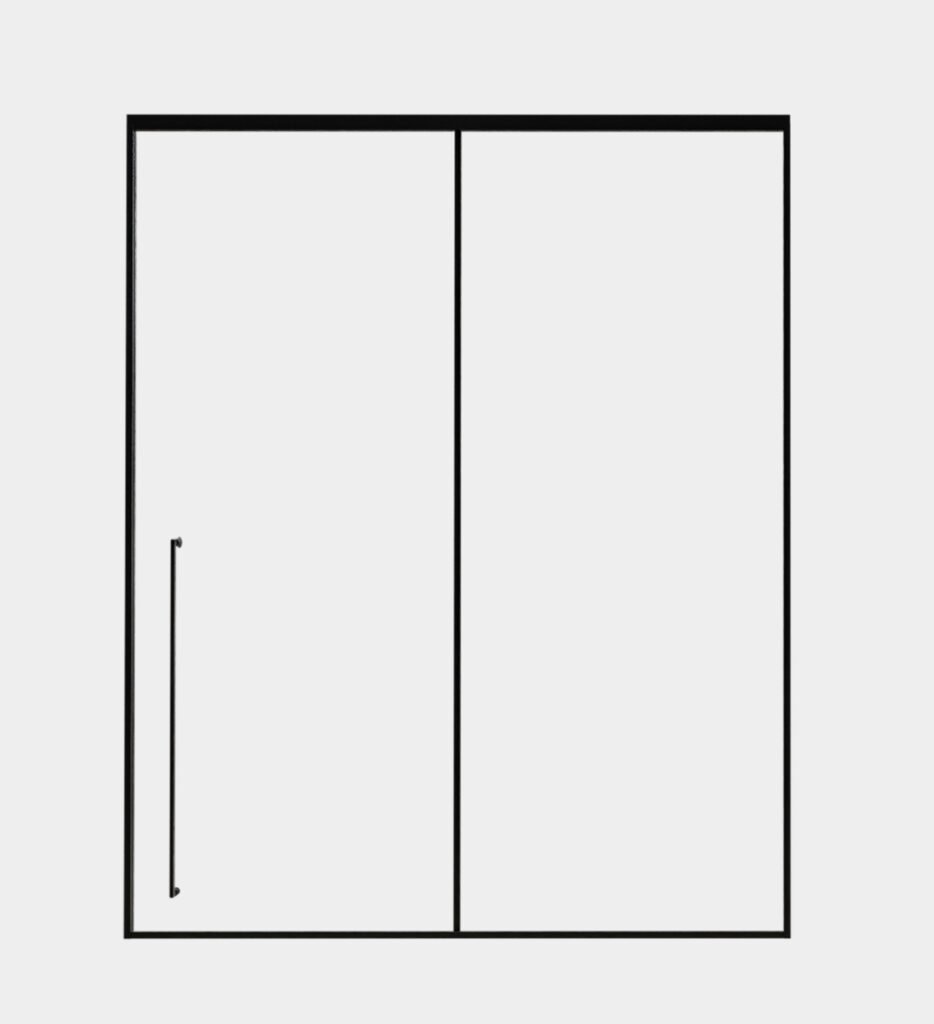 Deep Sea sliding glass shower enclosure with empty gray frame and smooth top rail