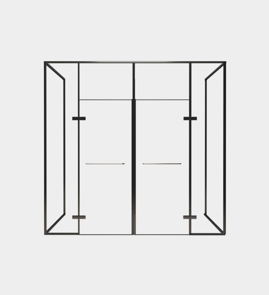 Glacier full-glass 180-degree shower enclosure with brilliant chrome frame