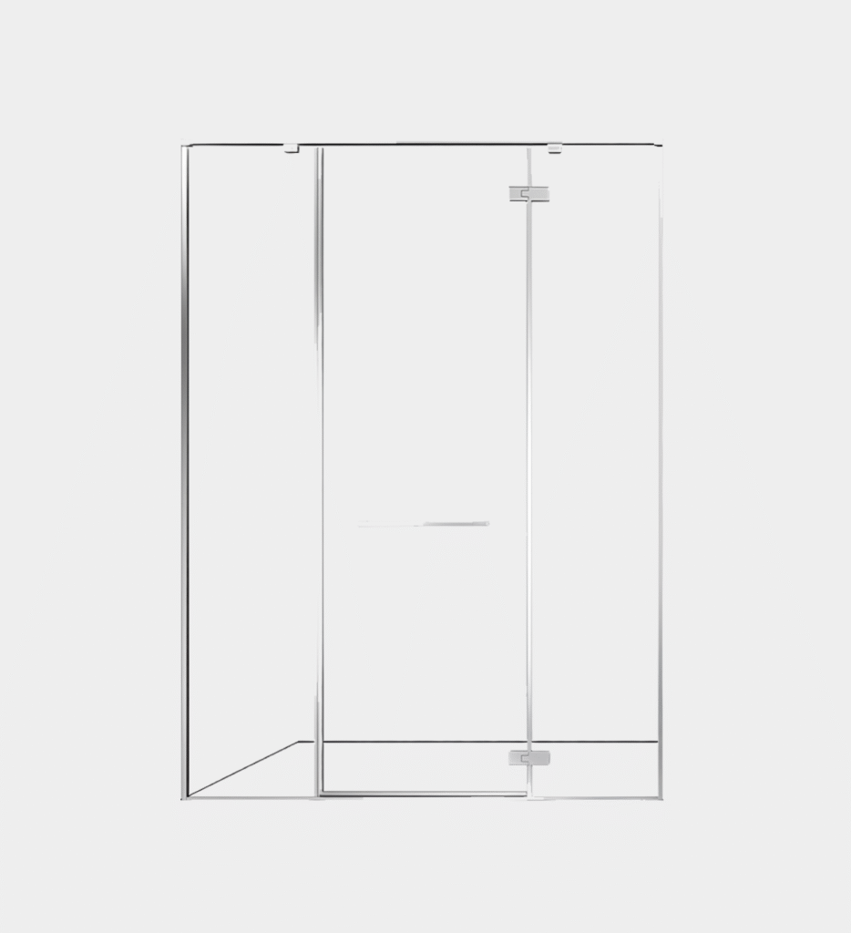 Isle rectangular glass shower enclosure with swing door and chrome frame
