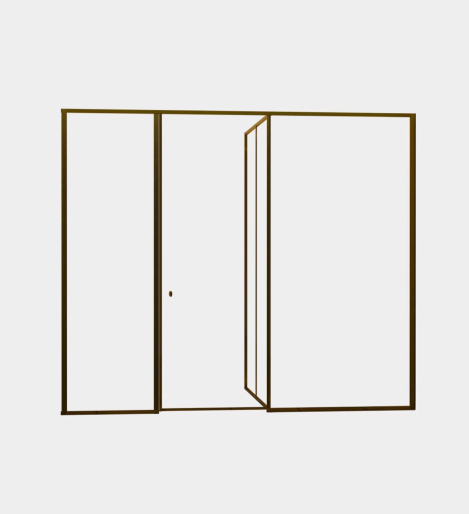 Seagull 180-degree revolving door glass shower enclosure in dessert gold finish