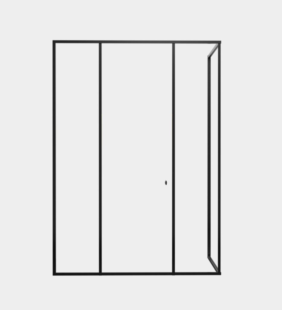 Waves frameless corner glass shower enclosure with platinum grey frame